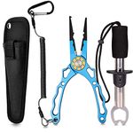 lineal Fishing Pliers for Father's Day, Aluminum Fishing Pliers Kit and Fish Grabber Tool, Needle Nose Pliers with Hook Removal Tool Line Cutter and Split Rings Fishing Gear Gifts for Men