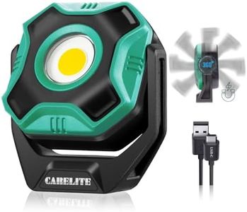 CARELITE Rechargeable Work Light with 360° Rotating Magnetic Base, Tough Built 700 Lumens Magnet Light Compact Waterproof Portable Mini Floodlight for Mechanics Garage and Outdoor Use (Green)