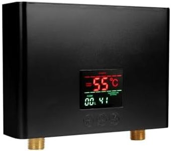 Electric Instant Water Heater, Tankless Mini Hot Water Heater for Sink Kitchen Home-Energy Efficient, Rapid, LCD Large Display, Remote Controlled, 3KW (Black)