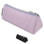 Fashion Stationery Small Pencil Case for Girls Women Thin Mini Slim Aesthetic Black Lilac Plain Pencil Cases for Teenagers Girl at Secondary High School or a Small Cosmetic Make Up Case (Lilac)