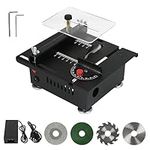 100W Mini Multifunctional Table Saw, 6000RMP Portable DIY Lifting Electric Desktop Saw, 0°-90°Angle Adjustable Woodworking Bench Lathe Machine for Household Plastic Wood Acrylic Cutting