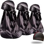 ForceWave 4 Pieces Silky Durags and Wave Cap Pack for Men Waves, Moisture-Tech Fabric Satin Du-Rag