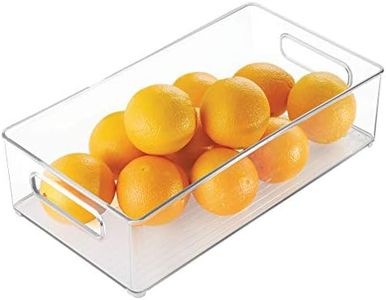 InterDesign 70530 Refrigerator and Freezer Storage Organizer Bins for Kitchen, 8" x 4" x 14.5", Clear Large