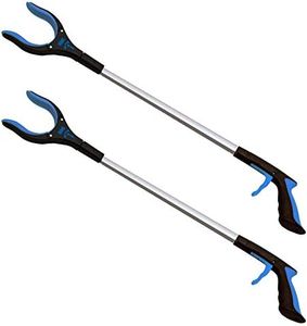 RMS 2-Pack 80cm Extra Long Grabber Reacher Rotating Gripper Mobility Aid Reaching Assist Tool Trash Picker, Litter Pick Up, Garden Nabber, Arm Extension (Blue)