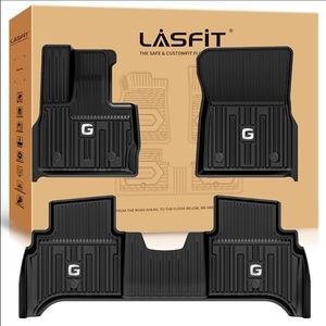 LASFIT Floor Mats for Mercedes Benz G Class 2025 2024 2023 2022-2019 G550 G580 G63 AMG, All Weather Custom Fit TPE Car Liners,1st & 2nd Row Set,Black