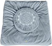 Florensi Meditation Cushion & Zabuton Meditation Mat Bundle- Velvet Meditation Pillow for Women and Men, Washable Cover, Buckwheat Round Floor Pillow & 100% Cotton Square Floor Cushion - Ocean Abyss