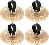 Vaguelly 2 Pair Finger Cymbals, Hand Cymbal Belly Dance Zills with Elastic Band, Engraved Lotus, Percussion Music Instrument for Kids, Adults