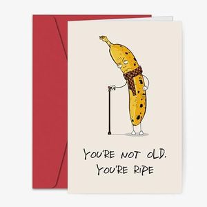 SIMSONN Funny Banana Birthday Card for Men Women,Happy Birthday Gift Cards for Wife Husband,Hilarious 50th 60th 70th Birthday Card-You're Not Old,You're Ripe