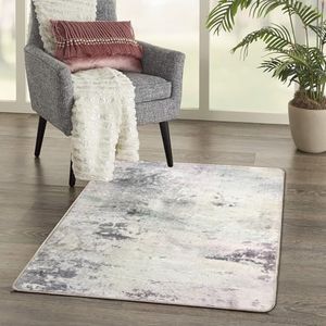 ASIinnsy Mordern Abstract Rug Soft Washable Carpet Non-Slip Area Rug for Living Room Bedroom Indoor Home Decor Medium Pile Floor Mat (Grey/Multi, 80 * 120cm)