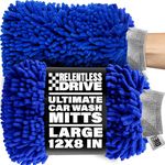 Relentless Drive Ultimate Car Wash Mitt - 2 pack Extra Large Size - Premium Chenille Microfiber Wash Mitt - Wash Glove - Lint Free - Scratch Free