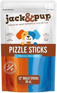 Jack&Pup Bully Sticks 12 Inch, Premium Grade Long Lasting Dog Bully Sticks for Large Dogs Aggressive Chewers - Natural Bully Sticks Odor Free 12" Large Bully Sticks for Medium Dogs (Bully Stick-10 pk)
