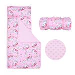 Pink Unicorn Nap Mat for Kids Girls-Pillow,Mat,Blanket All in One-Children Sleeping Bag for Nursery Daycare Travel,Gift for Christmas Birthday