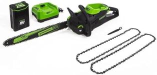 Greenworks 80V 18-Inch Chainsaw, 4.0 AH Battery, Charger, and Two Extra Chains Included