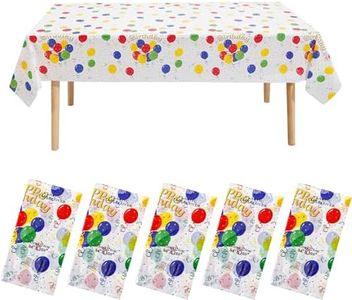 5 Pack Happy Birthday Plastic Tablecloth,Premium Rectangle Table Cover for Yard BBQ,Parties,Wedding,Anniversary and More 137cm x 274cm