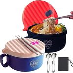 AI LOVE PEACE Microwave Ramen Bowl with Lid Microwavable Cooker for Dorm Room Essentials Ramen Maker Microwave Safe Instant Noodles Soup Bowls -BPA Free-Dorm Room Gifts,Holiday Gift(1 Pink 1 Red)