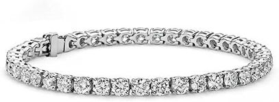 Cate & Chloe Olivia 18k White Gold Plated Tennis Bracelet with Cubic Zirconia Crystals | Women's Silver Bracelet with Round Cut Crystals, 7.5" Sparkling CZ Stone Bracelet for Women, Gift for Her