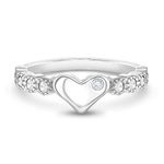 925 Sterling Silver Size 5 Clear Cubic Zirconia Beautiful Heart Ring Band for Young Girls - Cute and Fashionable Round CZ Rings for Girl's Accessory - Small Heart Ring Jewelry for Little Girls