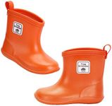 hedyberyl Toddler Rain Boots for Boys Girls Baby Rain boot Lightweight Kids Rain Boots Infant Rainboots 1-8 Years, Orange, 5 Toddler