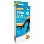 Profoot Flight Compression RIbbed Socks - Unisex - 1 Pair, Knee-High - Travel & Flight Socks - Black Ribbed Socks - UK Size 8-11