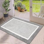 HEBE Indoor Door Mat 32"x 48" Non Slip Front Door Mat Absorbent Resist Dirt Entryway Rugs Washable Low Profile Indoor Mat, Grey