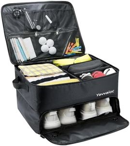 Golf Trunk Organizer 2 Layer with Separate Compartment for 2 Pair Shoes,Waterproof Car Golf Locker to Store Golf Accessories Golf Trunk Storage for Balls Gloves Tees Golf Gifts