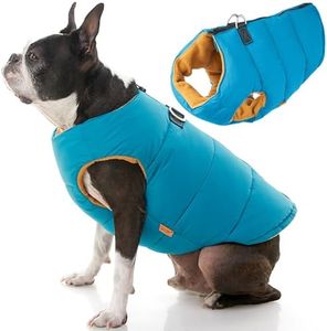 Gooby - Padded Vest Solid, Dog Jacket Coat Sweater with Zipper Closure and Leash Ring, Solid Turquoise, Medium