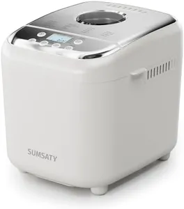 SUMSATY Bread Maker, 2.2LB 16-in-1 Bread Machine, Automatic Bread Maker Machine with Nonstick Ceramic Pan & 15H Timer & 1H Keep Warm for Beginner, Breadmaker with Gluten-Free, French, Yogurt, Recipe