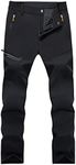 EKLENTSON Men's Work Trousers Lightweight Stretch Hunting Pants Quick Dry Hiking Water Resistant Work Trousers with Zip Pockets Black,34