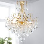 WUZUPS Crystal Chandelier 10-Light Pendant Ceiling Light Modern Lighting Fixture for Dining Room Hallway Bedroom Kitchen Bathroom, H 27.6" x W 22.8", E12 Base, Gold