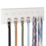 Creproly Belt Hanger Wall Mount Belt Organizer for Closet, Holds Over 28 Belts Wooden Wall Mounted Belt Rack Storage Tie and Scarf Hanger for Closet, Wall, Door (White)