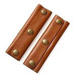 IUAQDP 2 Pieces Handbag Handle Leather Wrap Cover, Luggage Bag Grip Protector Saddle with Brass Clasp, Soft Purse Strap Pad Identifier for Shopping Bag Travel Bag Suitcase Tote Bag Wallet, Brown