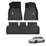 3W Floor Mats Fit for Tesla Model 3 2019-2023, TPE Dog Friendly Floor Liner, Custom Fit Tesla Model 3 Car Mats, All Weather Waterproof Non Slip Easy to Install Model 3 Accessories (3 PCS)