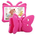 Tading iPad 9th 8th 7th Generation Case Kids Girls, Cute Butterfly Shockproof EVA Foam Super Protection Stand Cover for iPad 2021 2020 2019 10.2" and iPad Air 3 Pro 10.5" - Rose