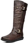 DREAM PAIRS Women's Wide Calf Knee High Boots, Fashion Faux Fur-Lined Winter Boots, Trace-w Brown, Size 11