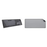 Logitech MX Mechanical Wireless Illuminated Performance Keyboard, Linear Switches, Backlit Keys, Bluetooth, USB-C, macOS, Windows, Linux, iOS, Android, Metal & Desk Mat - Studio Series, in Mid-Grey