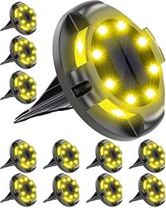 Biling Solar Ground Lights Uplight Sidelight, 12 Packs Bright Solar Outdoor Lights Waterproof for Yard Pathway Driveway Garden Poolside (Warm White)