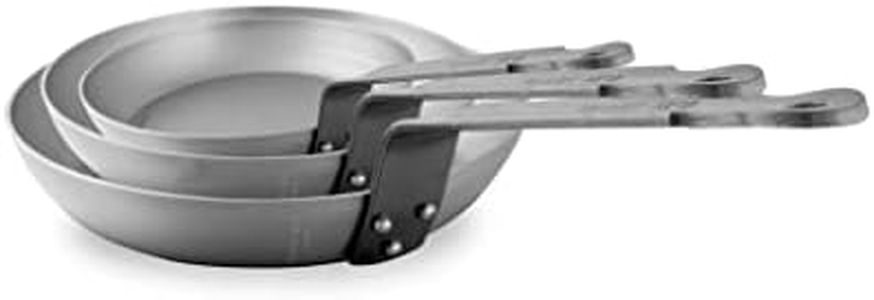 Mauviel 1830 M'Steel Black Carbon Natural Nonstick 3-Piece Frying Pan Set with Iron Handle, Suitable for All Cooking Surfaces, Made in France