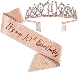 10th Birthday Crown and Sash, 10th Birthday Decorations for Girl 10 Years Old Girl Birthday Gifts 10th It's My 10th Birthday Happy 10th Birthday Party Favor Supplies