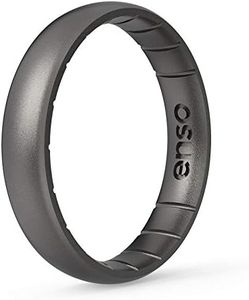 Enso Rings Thin Elements Silicone Ring – Stackable Wedding Engagement Band – 4.3mm Wide, 1.75mm Thick (Platinum-Colored, 9)