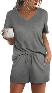 Aloodor Lounge Sets for Women Summer Casual Two Piece Outfits Short Set Pjs Sets Grey S