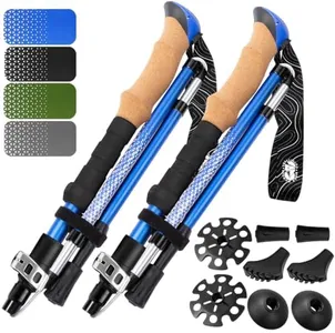 Hiker Hunger Folding Walking Stick, Folding Trekking Poles, Hiking Sticks Foldable Hiking Poles for Men Walking Sticks for Seniors Trekking Poles for Hiking Collapsible Walking Sticks (Blue, Large)