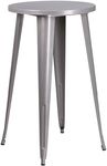 Flash Furniture Commercial Grade 24" Round Silver Metal Indoor-Outdoor Bar Height Table