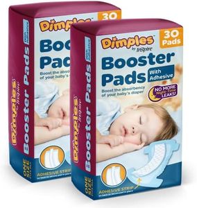 Inspire Dimples Booster Pads, Baby Diaper Doubler with Adhesive - 1 Size Fits All Diapers - Boosts Diaper Absorbency - No More leaks 60 Count (with Adhesive for Secure Fit)