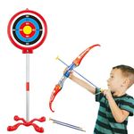 Bow and Arrow Kit for Children with 3 Arrows, Target Board & Stand - Fun Indoor/Outdoor Toy for Boys & Girls - Perfect Beginner's Archery Set for Learning & Play