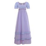 Nuoqi Regency Dresses for Women Tea Party Purple Regency Era Dress Costume for Girls M