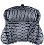 Sommdiy Bath Pillow, 4D Bath Pillows Spa Headrest with 6 Non-Slip Suction Cups for Neck, Back, and Shoulders, Quick-Drying Bath Accessories for Home Relaxation (GRAY)