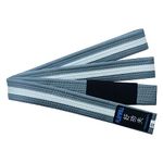 Playwell Martial Arts Childrens Grading Grey BJJ Ju, Jiu Jitsu Belt With White Stripe (250cm)