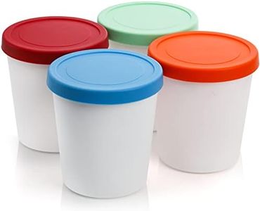 Peohud 4 Pack Ice Cream Containers, 1 Quart Freezer Storage Tubs with Silicone Lids for Homemade Ice Cream, Sorbet and Gelato, Freezer Dishwasher Safe