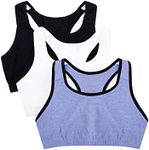 Fruit of the Loom Women's Tank Style Cotton Sports Bra, Blue Gem Heather with Black/White/Grey, 36