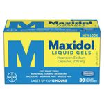 Maxidol Liquid Gels Pain Reliever - Fast Relief of Pain such as Menstrual Cramps, Headaches, Backaches, Migraine Pain and Muscle Pain, 220mg Naproxen Sodium (30 Liquid Capsules)